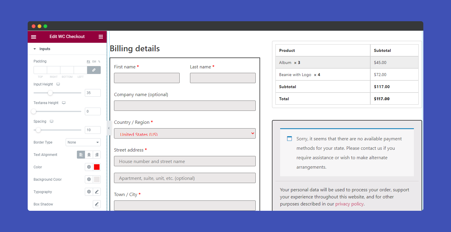 WooCommerce Checkout 6 Style Input