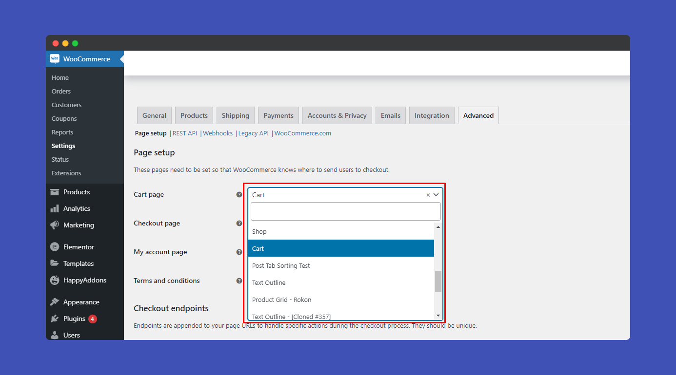 WooCommerce Cart 11 WooCommerce cart page settings