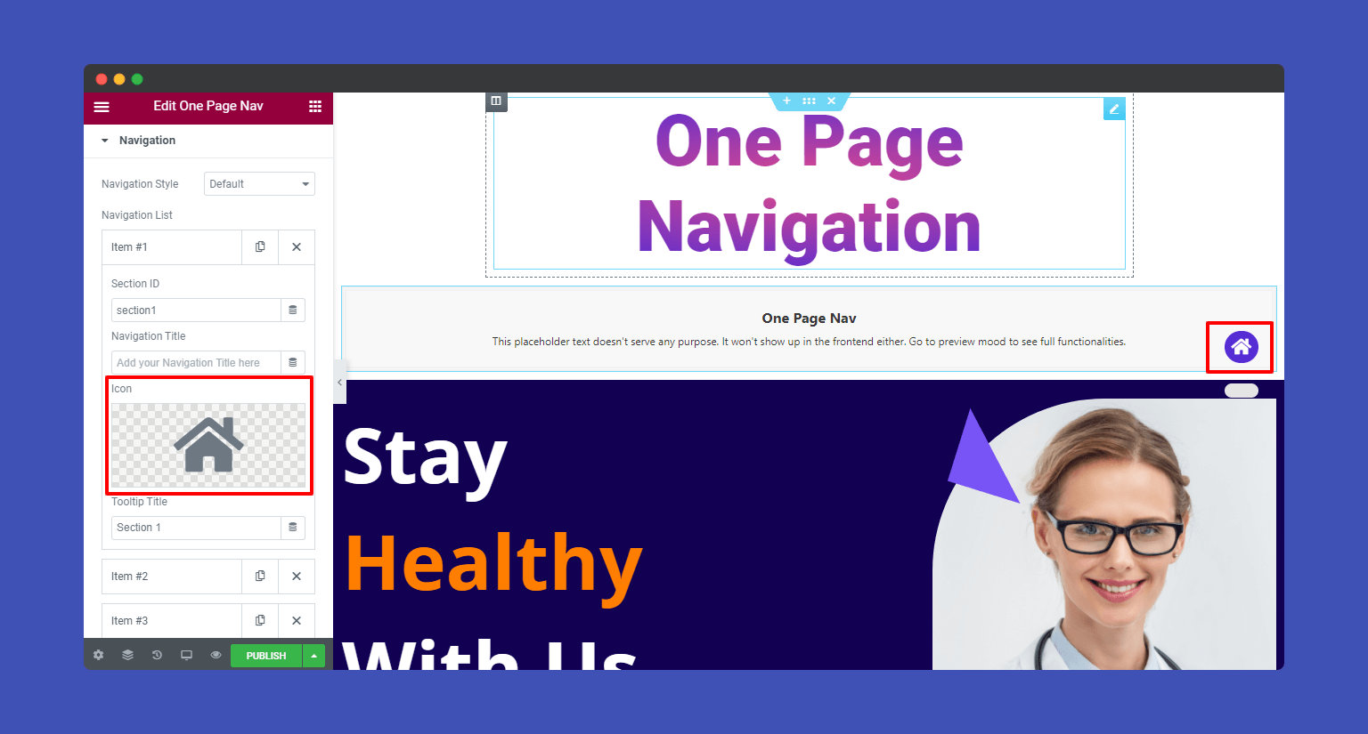 One Page Navigation 5 Add icon