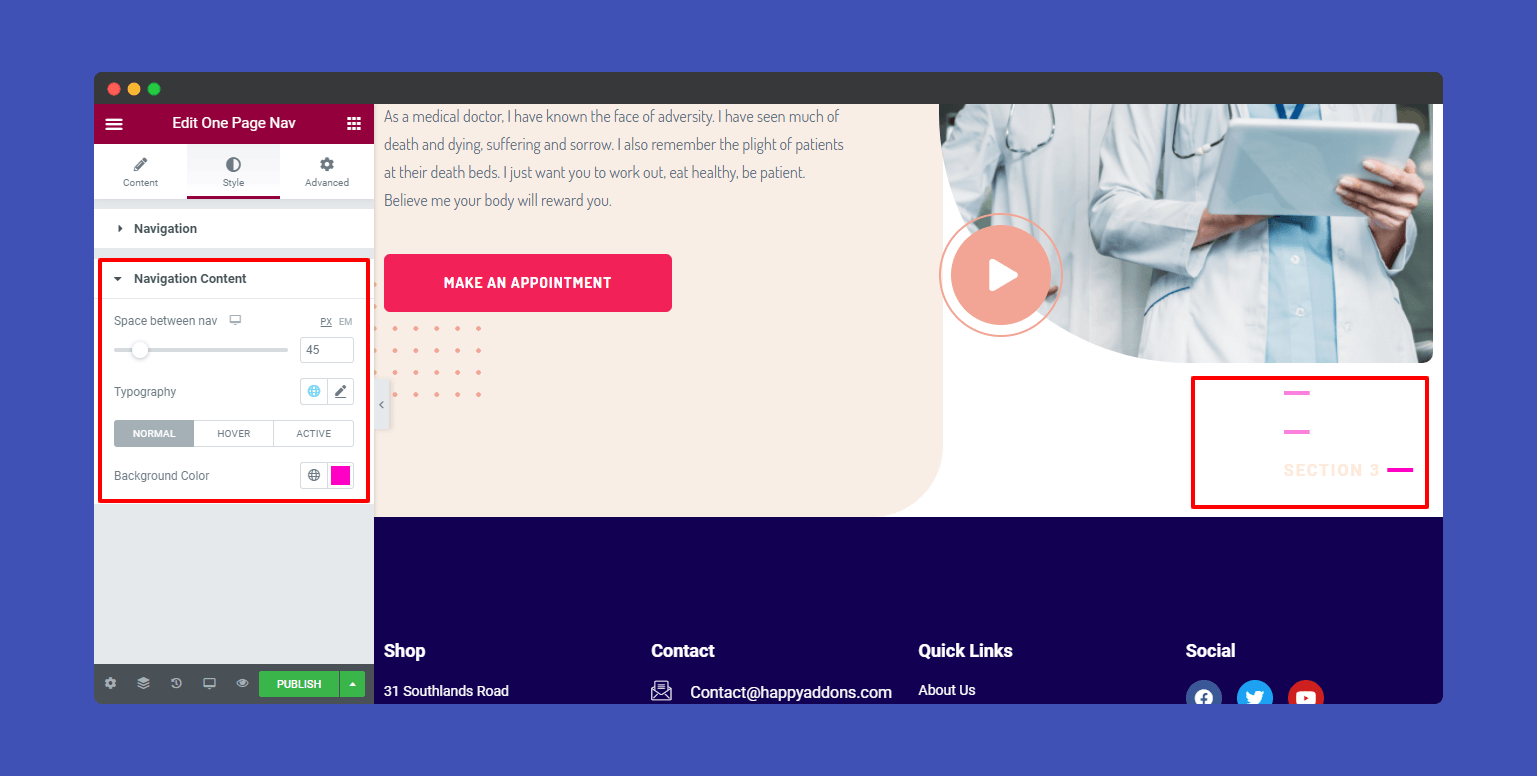 One Page Navigation 15 Berta Style Navigation Content