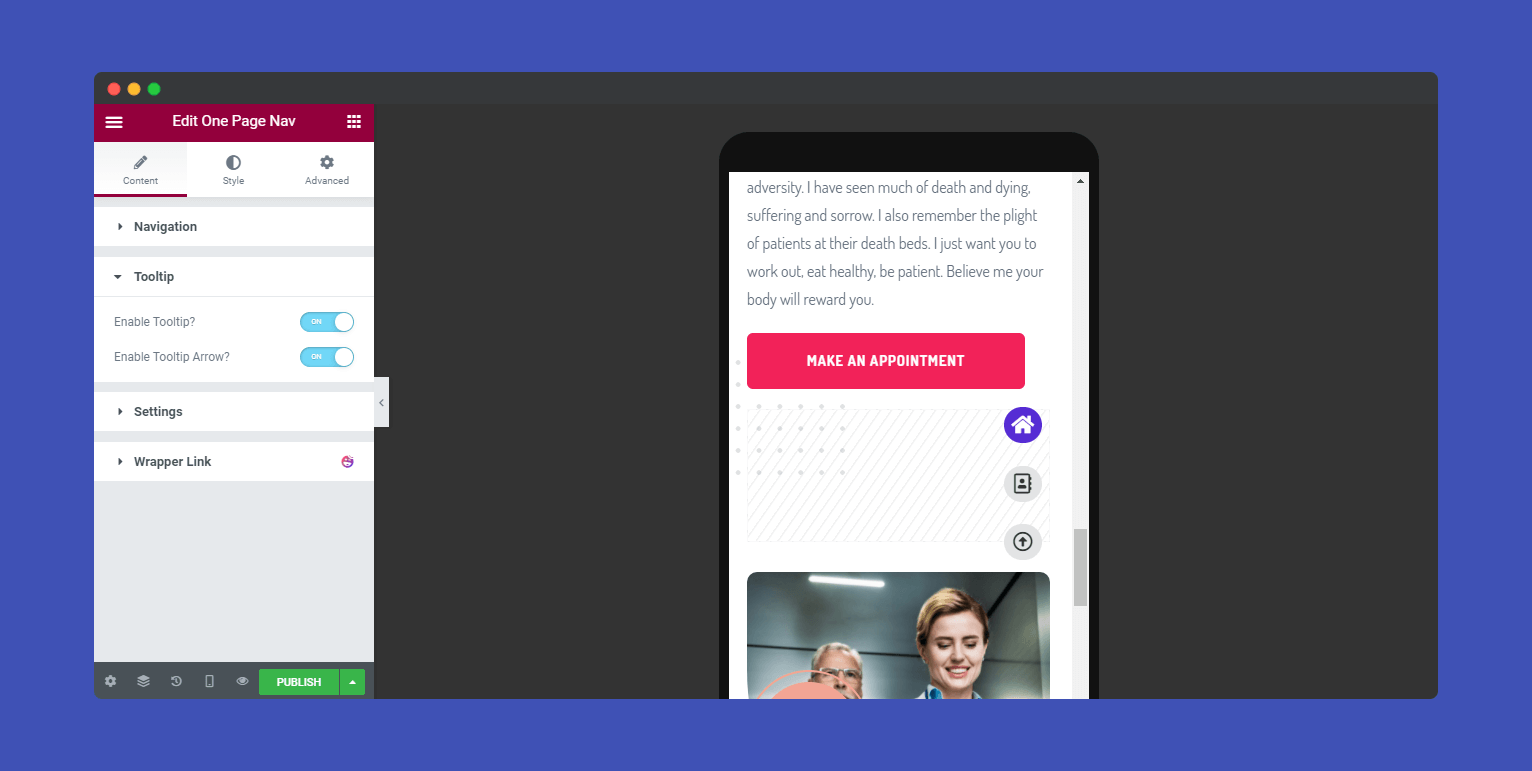 One Page Navigation 6 Content Tooltip