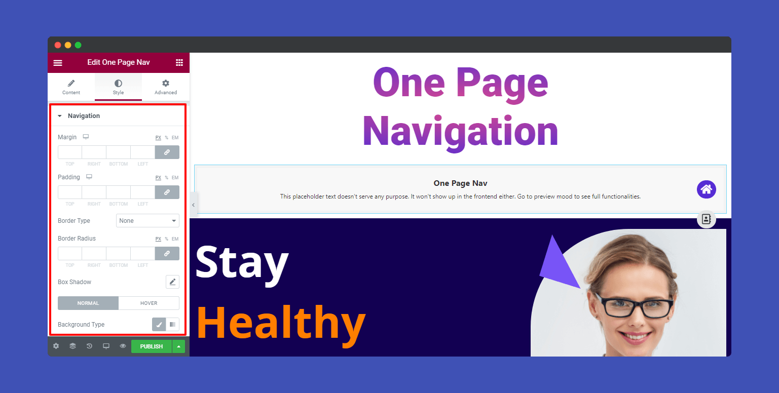One Page Navigation 11 Default Style Navigation