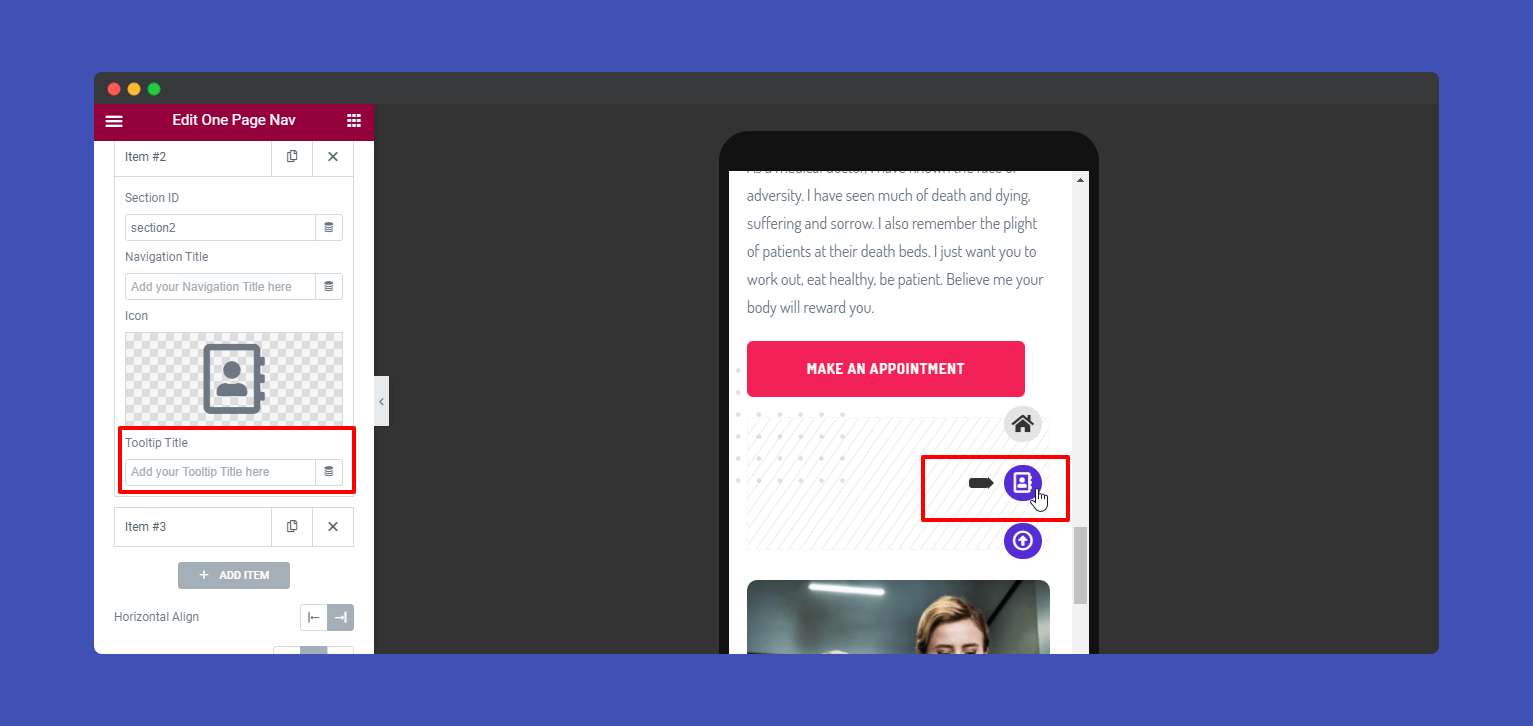 One Page Navigation 8 Tooltip Arrow
