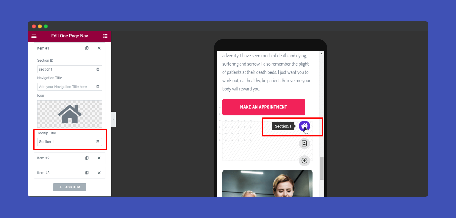One Page Navigation 7 Tooltip Title