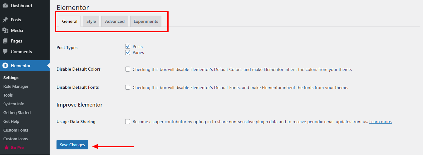 How to Use Elementor: Ultimate Guide for Beginners 7 Elementor settings