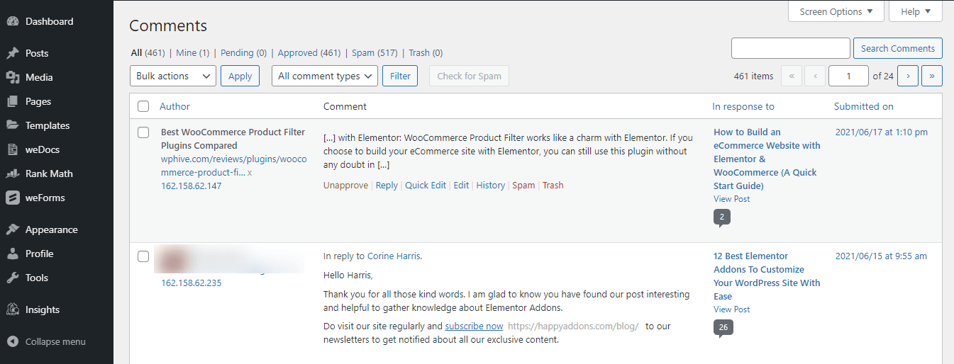 WordPress Website Maintenance: Check 12+ Points to Increase Performance 2 Approve Comments