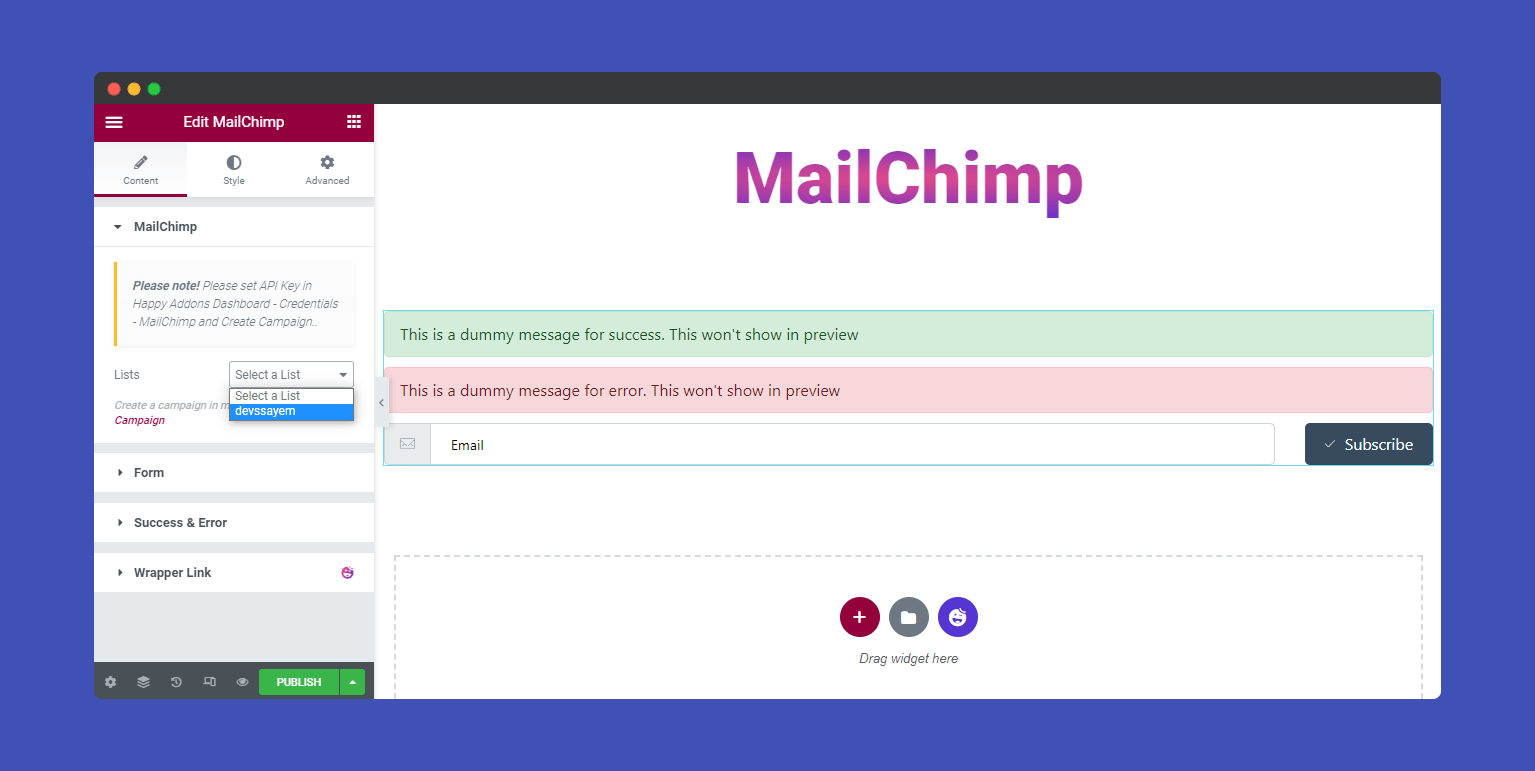 MailChimp Form 4 MailChimp Content