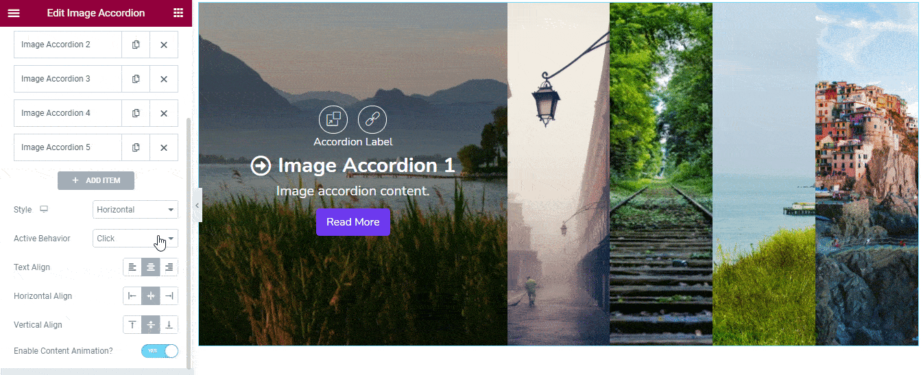Image Accordion 14 Active Behavior