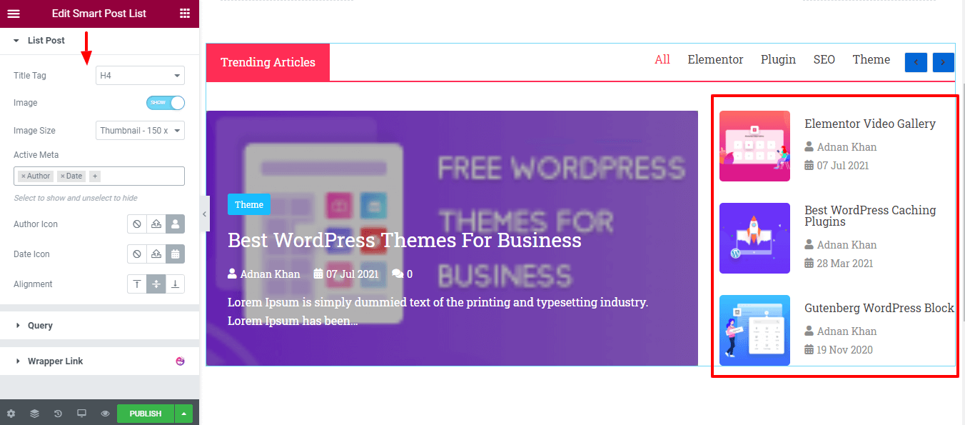 How To Create a Post List in Elementor Website Using Happy Smart Post List Widget 6 Content List Post Settings