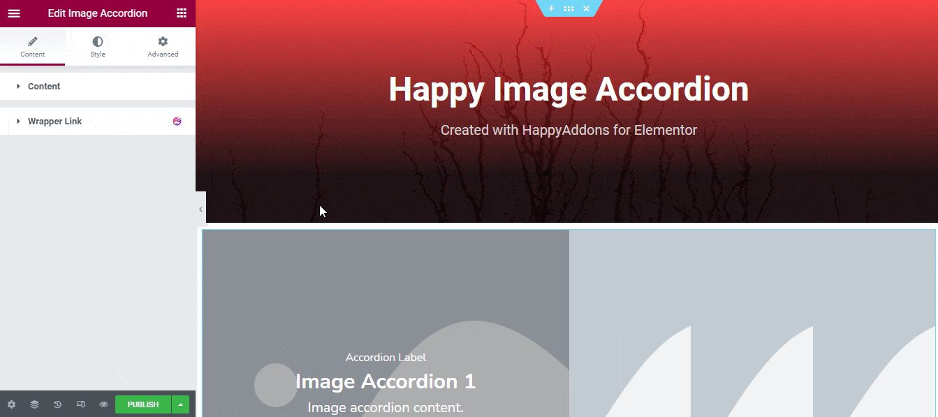 Image Accordion 3 Default Content Overview