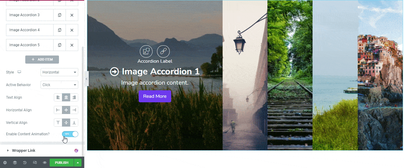 Image Accordion 18 Enable Content Animation?