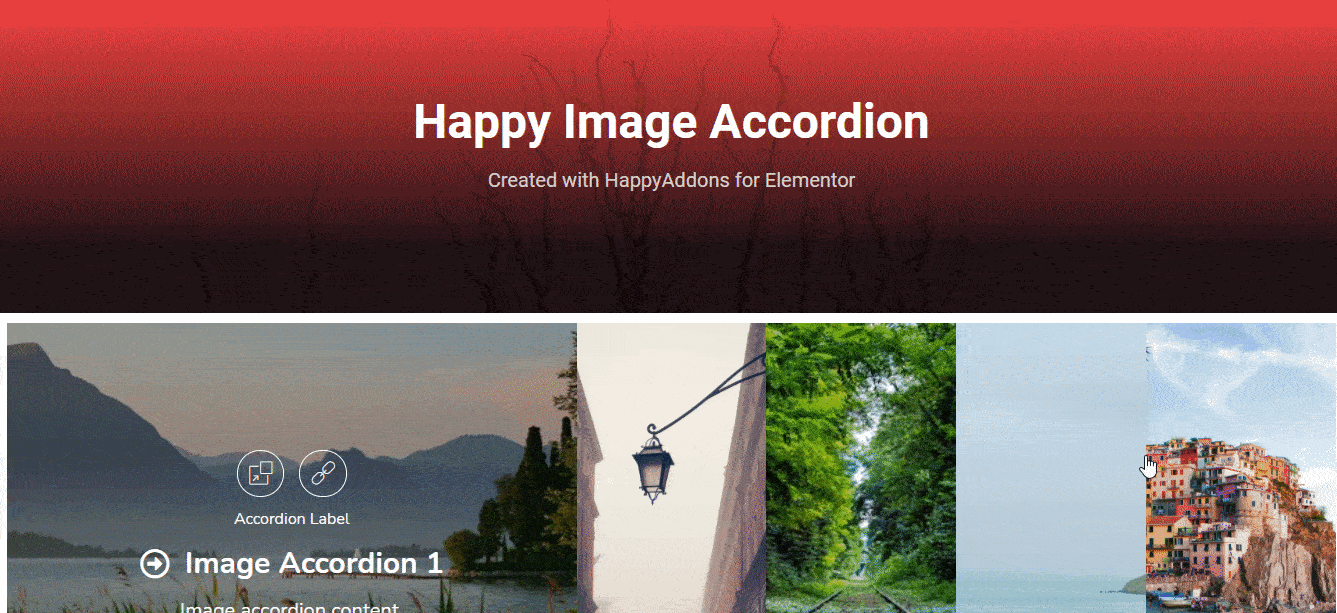 Image Accordion 30 The final preview of the Image Accordion widget