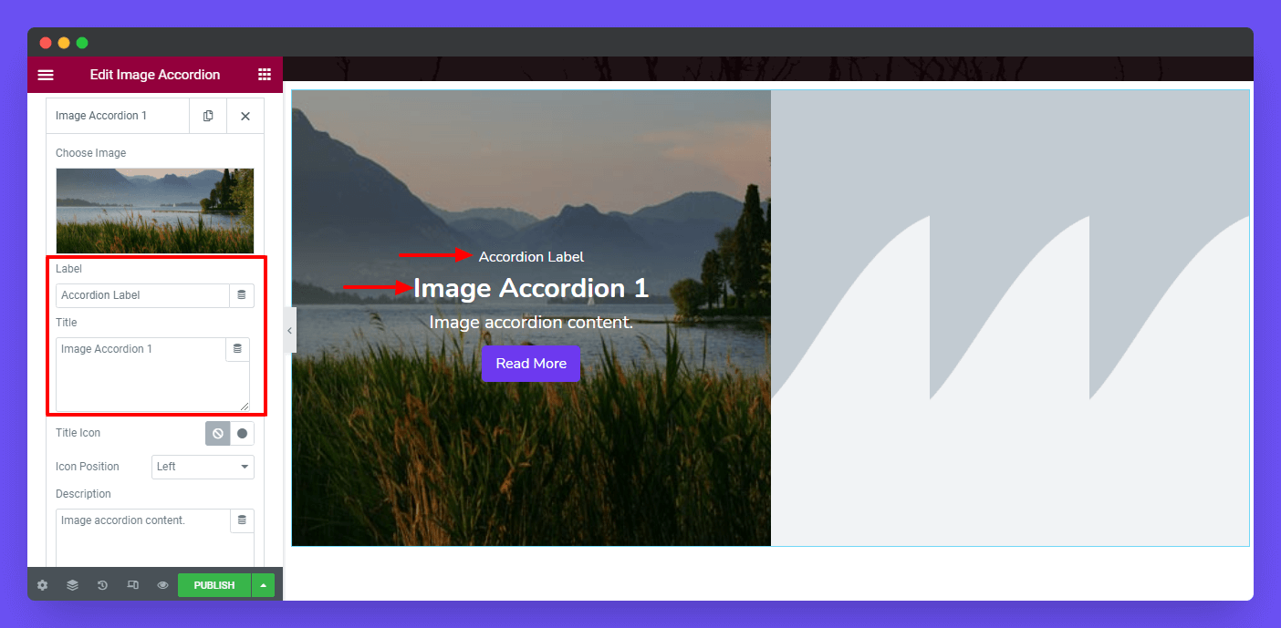 Image Accordion 5 Items Label & Title