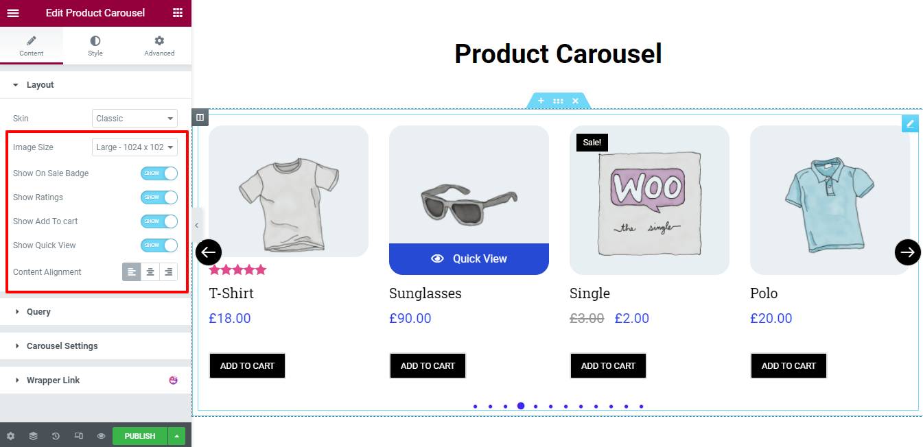 Create a Product Carousel Using WooCommerce Product Carousel Widget in Elementor Website 4 Layout Content