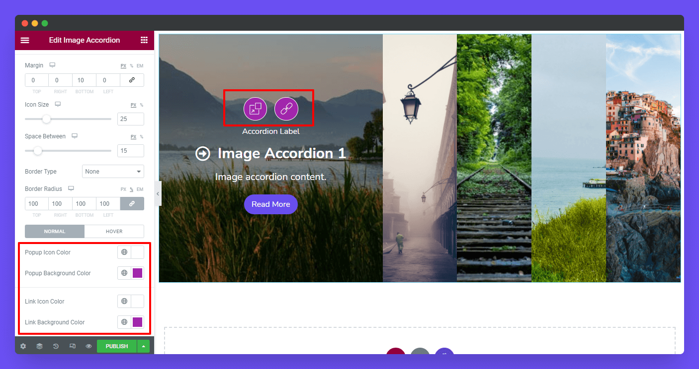 Image Accordion 28 Style Action Popup & Link