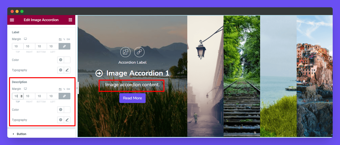 Image Accordion 25 Style Description Text
