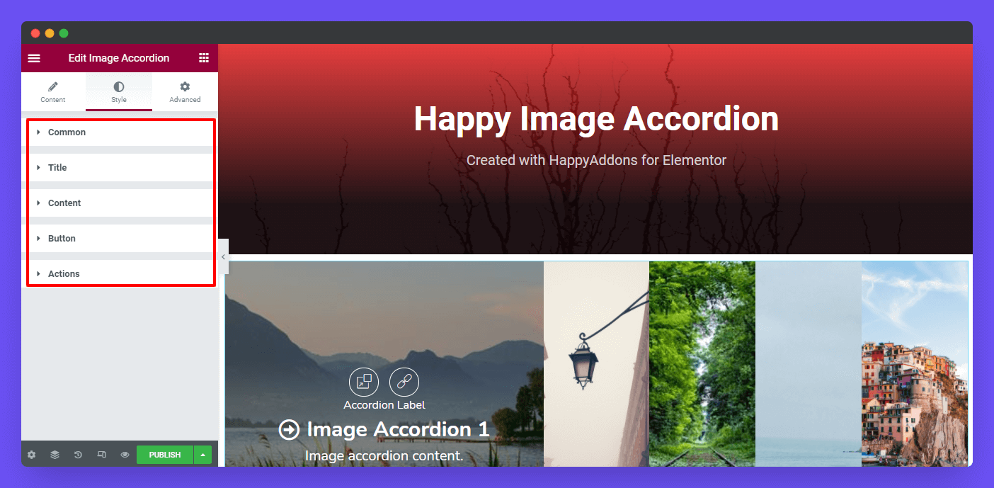 Image Accordion 19 Style Options of Image Accordion