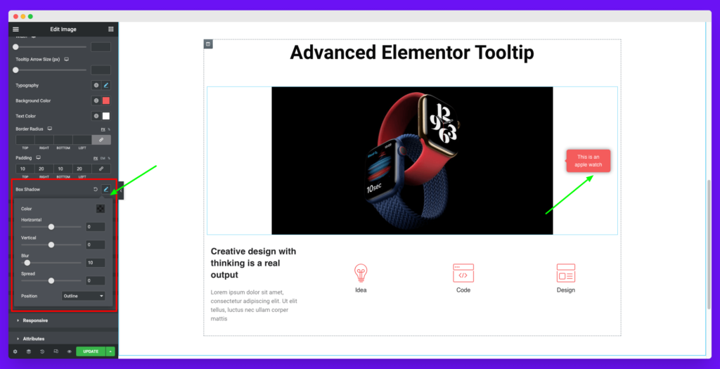 Happy Advanced Elementor Tooltips 8 How to add box shadow to the tooltip