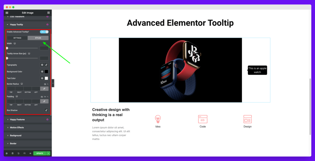 Happy Advanced Elementor Tooltips 5 How to style Elementor Tooltip