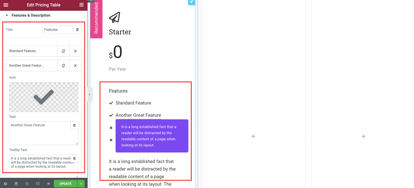 Create Pricing Table in Your Elementor Website Using Happy Addons 7 Features & Descriptions