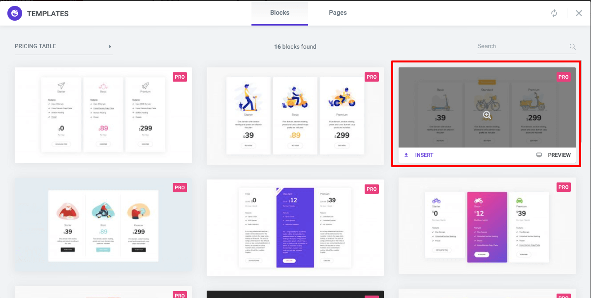 Create Pricing Table in Your Elementor Website Using Happy Addons 15 Insert pricing table block