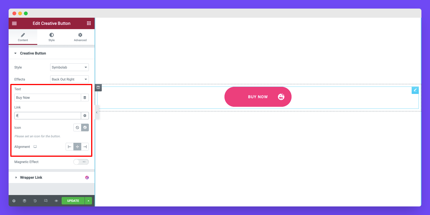 Creative Button 8 Add Button Content