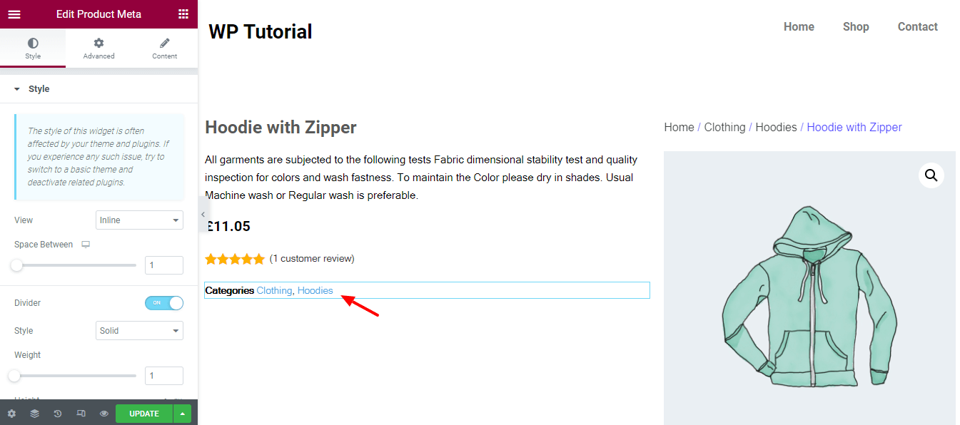 How To Edit WooCommerce Product Page Using Elementor 19 Add & Style Product Meta Widget