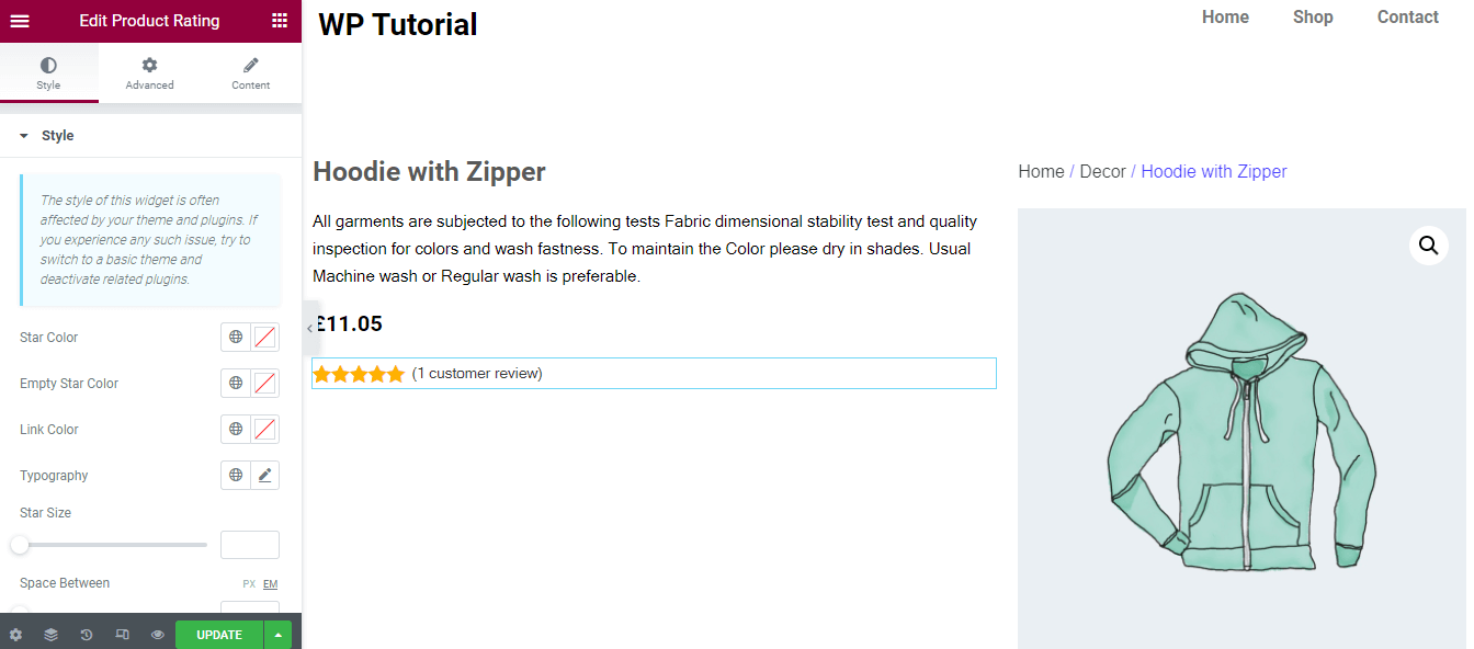 How To Edit WooCommerce Product Page Using Elementor 18 Add & Style Product Rating Widget