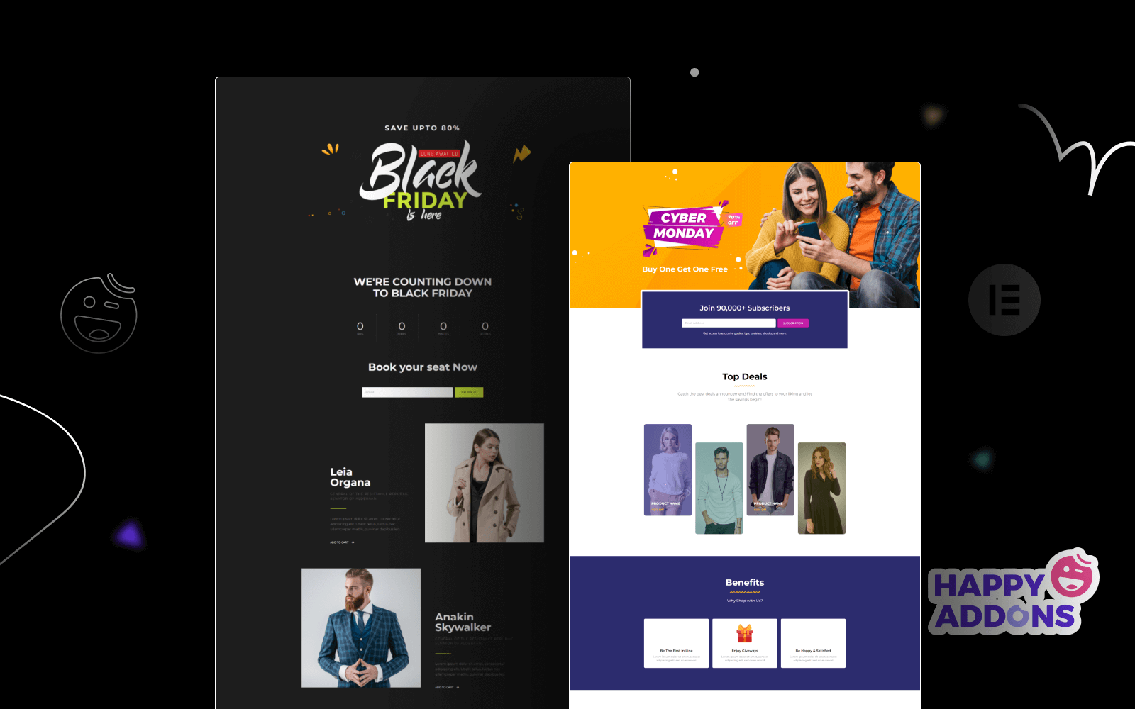 Black Friday and Cyber Monday are around the corner, and people are waiting for these festivals to grab the best product deals. That is why giving an attractive look to your website during this festive season is very necessary. But, creating a whole new landing page might be difficult in a short period of time. Don't worry. By using Happy Elementor Addons Black Friday and Cyber Monday Landing Page templates, you can easily develop a whole new landing page in a few minutes. In this today's blog, we are going to show how to boost your website design using HappyAddons templates during this festival season. Before that, we'll talk a bit about these two festivals and why they are important to online business communities. What are Black Friday and Cyber Monday? Black Friday is the immediate following of the famous Thanksgiving day. This is when people start shopping to celebrate the Christmas festival. Since the late 1980s, retail sales on this day have constantly been suppressing the past volumes. See the graph below. Source: Salecycle.com The first Monday following Thanksgiving day each year is called Cyber Monday. It was first introduced in 2005 by the USA National Retail Federation to encourage people to buy online. Though this festival originated in the USA, it is celebrated globally today. See the stats below. Source: Salecycle.com It indicates customers' buying behavior around this day is growing up over time. Many customers today keep a budget to buy products on these two days. So, why won’t you prepare a Cyber Monday landing page if you have an online store? Importance of Designing Landing Pages for Black Friday and Cyber Monday Festival Having a well-design website is one of the major checklists if you are running an online business. Most importantly, you have to make sure that your website remains up-to-date to boost your sales. That is why you need to redesign your website or make a new landing page during the Black Friday and Cyber Monday festivals. Because most online product & service-based businesses promote special deals during these two festivals. Here are some remarkable ways dedicated landing pages during these festivals can positively impact the performance of your online business. Boosts your product salesIncreases conversion rateOpportunity to collect potential email leadsGrabs users' attention toward your siteReduces bounce rateIncreases website visitors. Elementor Black Friday New Seasonal Kit is Already Here! Source: Elementor To make this Black Friday more enjoyable, Elementor has launched a New Seasonal Kit that includes landing pages, sections, pop-ups, and vector assets. All these design elements are made by the Elementor team so that one can easily use them on their website to ensure more sales and conversions. New Elementor Black Friday Seasonal Kit offers: 3 Landing pages6 Sections 6 Popups A collection of stickers & animations You can only get these ready-made Black Friday landing pages and sections if you have Installed Elementor Pro on your site. However, if you are looking for templates that are outside of the box, you can go with Happy Addons, the fastest Elementor Addons on the market. It's very easy to use, flexible and has tons of advanced features and widgets that can ease your website design journey. Also, you'll get several festival landing page templates & blocks. Moreover, you can use free Black Friday and Cyber Monday design blocks and templates to decorate your site. Most importantly, these templates and blocks are easy to customize and can be used for multiple purposes. Now let's see how you can use the Happy Addons templates to design your website according to the Black Friday theme. Pre-Requisites to Use HappyAddons Templates to Design Black Friday and Cyber Monday Landing Pages You must have the following plugins installed on your site to get access to the HappyAddons Template library. Make sure you’ve installed and activated the Happy Addons Free & Premium version of your website. Elementor&nbsp;(Free)Happy Addons&nbsp;(Free)Happy Addons Pro If you are new to Elementor, check this Step By Step Guide For Beginners. If you want to explore the readymade templates of HappyAddons before installing these plugins, you may visit by clicking on the button below. Check out Happy Addons Templates How to Design Black Friday Landing Page on Your Website Once you have the plugins (mentioned above) installed, your website is ready to follow the tutorial guide explained in this section. Get ready now! Step 1: Open a New Page with Elementor Create a new page or open the existing page with Elementor. Next, you have to select the Elementor Canvas option.Unless you select Elementor Canvas, you may watch the header, footer, and unnecessary other texts on the page. These might be irritating to you.Once you open the page with Elementor Canvas, your page will be completely clean. Watch the video below on how to do it. Step 02: Go to HappyAddons Library Click on the HappyAddons Library Icon. It will open up a modal popup. Here you'll find numerous stunning premade Blocks and Pages created by the Happy Addons team. Kindly explore them to create a list of your favorite items. Step 03: Import a HappyAddons Black Friday Template Go to the Page tab on the modal popup.Select Black Friday from the left-side filter option.You will several good-looking templates on your screen.Take your cursor on the one you like and hit on the INSERT button. Wait for a while to finish the installation process. You will get the template on your screen with editable sections and options. Step 04: Set the Black Friday Campaign Deadline A deadline creates a sense of urgency in customers' minds. So, better if you add a deadline section on the page to show your Black Friday deals. The good thing is that if you select the template as we did, you will automatically get a deadline or countdown option. You have to customize it as you want. Step 05: Show Image Carousel Slider on Your Black Friday Landing Page Using the Image Carousel, you can slide show demonstrating discounts on your product categories. Drag and drop the Image Carousel widget on any landing page section. Next, from the Elementor panel, you can add photos and text to the widget. Do it accordingly. Thus, you can add more sections and options on the landing page. Hope you can do it yourself. Step 06: Make the Black Friday Landing Page Mobile Responsive Making a web page mobile responsive with Elementor is super easy. You'll get the mobile responsive option on the Elementor footer section. Clicking on it will open up the option to view your landing page on different device screens. We have explained the process in the video below. Note: Don't delete any widget or section while customizing your landing page for any particular device. Because if you delete a widget or section on any device screen, it will also be applied on other devices. However, you may change their position or alignment or hide them. It won't make any impact on other devices. Step 07: Final Preview of Our Landing Page Here is the final interface of our Elementor Black Friday landing page that we've designed using the Happy Addons' ready-made Template. Get Happy Addons to Add a Black Friday Theme Landing Page on Your Website How to Design Cyber Monday Landing Page on Your Website You will require the same prerequisites (Elementor and HappyAddons Plugins) to design the Cyber Monday landing page on your website. Hope you have them ready on your website. Now, let's get into the tutorial part. Step 01: Import a Cyber Monday Readymade Landing Page Template Go to the HappyAddons Template library.Choose the Cyber Monday template you like.Click on the INSERT button. Wait for a while to finish the installation process. You'll get a page design like the following image below. Step 02: Edit Different Sections of the Page In the first tutorial, you saw the deadline/countdown option was already embedded in the template. But this template doesn't have it. So, you can bring it to your page? Very simple. Create a new section by clicking on the plus icon.Type Countdown on the Elementor search bar.Drag and drop the widget on the section. Customize the Countdown section from the Content and Style tabs of the Elementor panel. Using the Heading widget, we have added the FLASH DEALS text next to the countdown to make it more meaningful. Thus, you can use other exciting widgets on the template to make your landing page super gorgeous. Step 03: Promote Products on the Landing Page Promotional landing pages usually include a section to showcase some hot-selling products to generate instant sales. Using the Image and Button widgets, we have created this section under the FLASH DEALS.You may customize it more as you wish. Step 04: Make it Mobile Responsive We already showed you the process in the first tutorial on making a mobile web landing page responsive. Hope you can do it here as well, following the same guideline. Click on the Responsive Mode icon and do the rest yourself. Bonus: Black Friday and Cyber Monday Landing Page Design Key Considerations Whenever you design a landing page, you need to consider why you need to design this page and what elements they should keep on the page. Because if you are not adding all the necessary features to your page, it will not serve its purpose. This is why you need to focus on a few things before designing your Black Friday landing page. Here are some points you must consider in designing Black Friday and Cyber Monday landing pages. Add Black Friday textSet deals deadlineShow your best-discounted productsAdd coupon code Focus on responsive page designMake your page visually appealingImprove your page user experience or page structureSet a proper website navigation FAQ on Black Friday and Cyber Monday Landing Page Design Now, we'll answer some common questions on Black Friday and Cyber Monday Landing page designs commonly found online. How much does it cost to design a landing page?The cost of designing a landing page varies depending on the complexity of the design, the level of customization required, and whom to hire for the page. A simple landing page can be designed for as little as $25, while a more complex design with multiple customizations can cost upwards of $2,00.However, if you have Elementor and HappyAddons installed, you can design unlimited landing pages at a minimal cost. But like any other tool, you must have a kind of enterprise on them. As they are drag-and-drop builders and their numerous tutorials and documentation are available, they won't take you more than a month to be used to. Check out some wonderful YouTube tutorials on these two plugins. Hope you will enjoy them.How many hours does it take to design a landing page?It mainly depends on the level of design complexity and your web design skill. However, both in Elementor and HappyAddons, you will get countless readymade templates and block sections. You can design a beautiful landing page in 3-5 hours by making a proper combination of them.Can I design Black Friday and Cyber Monday Landing pages with Elementor and HappyAddons free versions?Surely, you can design Black Friday and Cyber Monday Landing pages with Elementor and HappyAddons free versions. But only with the pro versions, you can't add too many exciting features to your pages. For example, free versions will give you access to only a limited number of readymade templates.If you are just a beginner-level designer, free versions are enough. But if you are a professional designer or have a web designing agency, pro versions are a must. Are You Ready To Design Your Black Friday and Cyber Monday Landing Page? Customers look forward to this kind of occasion to buy their favorite products at a minimum price. Naturally, they are drawn to websites that look good and give a festive vibe. That is why adding a Black Friday and Cyber Monday landing page during the festival season will give you an extra edge over the competitors. The above guide shows how to design your Elementor Black Friday Landing page using the Happy Addons' Black Friday Templates and how it can help boost your holiday sales. So if you have any queries regarding this blog, you can comment on us in the below box. If you like this post, then share it on your social channel. Don't forget to subscribe to our newsletter. Also, follow our Facebook and Twitter channels for regular updates. Subscribe to our newsletter Get latest news & updates on Elementor [yikes-mailchimp form="1"] ":36560} /--