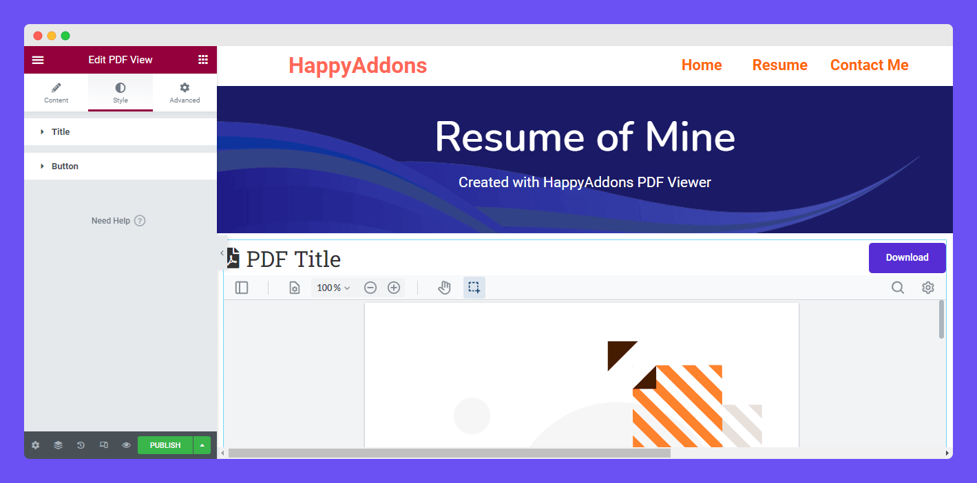PDF View 5 Style Options of PDF View widget