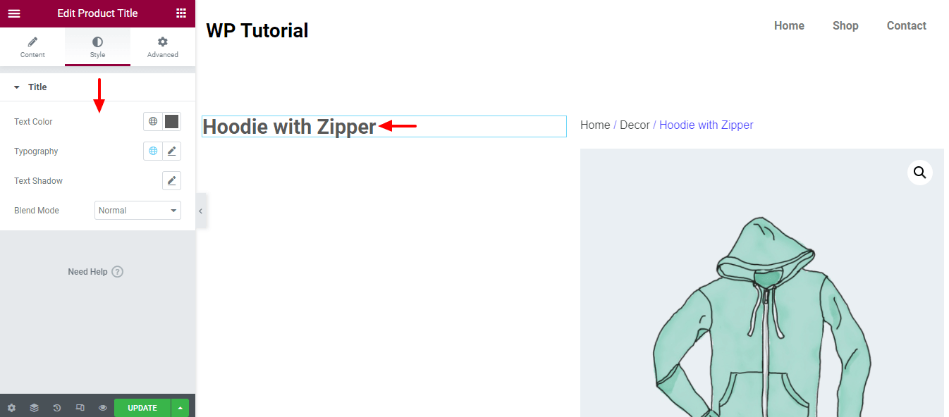 How To Edit WooCommerce Product Page Using Elementor 13 Style Product Title Widget