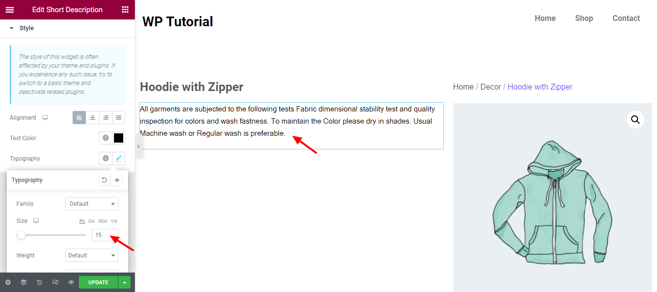 How To Edit WooCommerce Product Page Using Elementor 15 Style Short Description