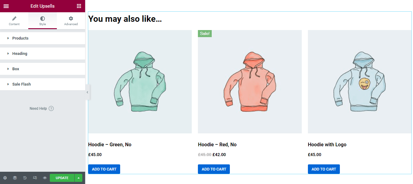 How To Edit WooCommerce Product Page Using Elementor 24 Style Upsells Widget