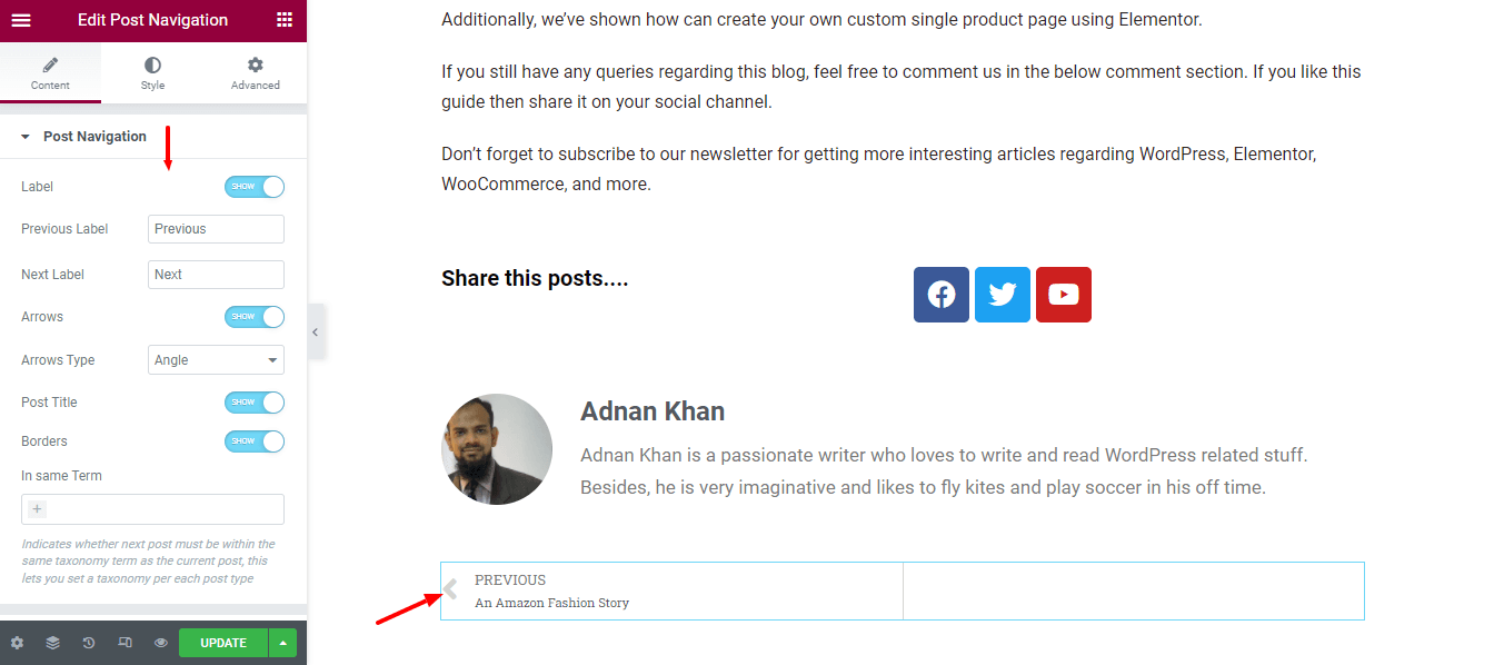 How To Create Custom Elementor Blog Post Template 18 Add Post Pagination