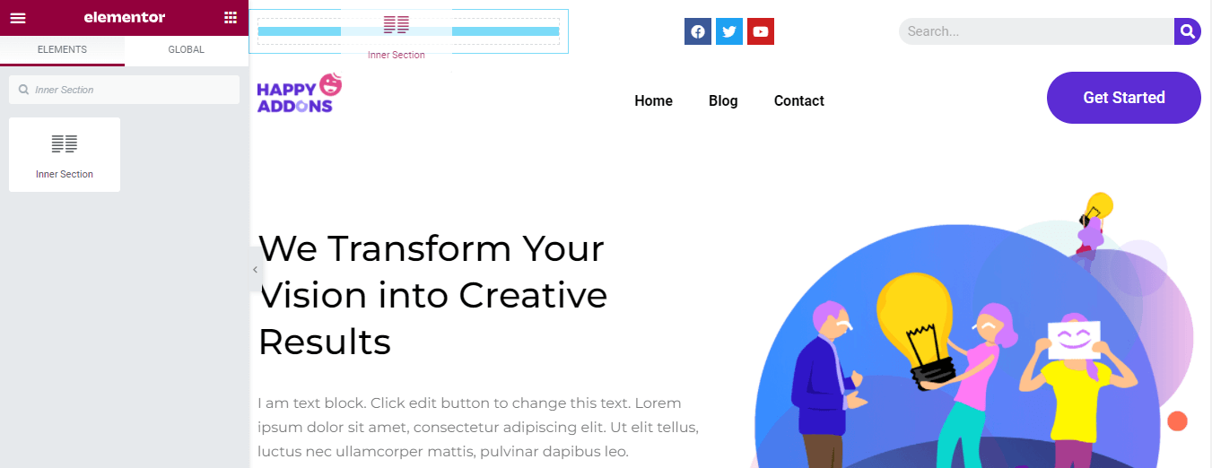 How to Edit Your WordPress Header with Elementor 15 Add Inner Section