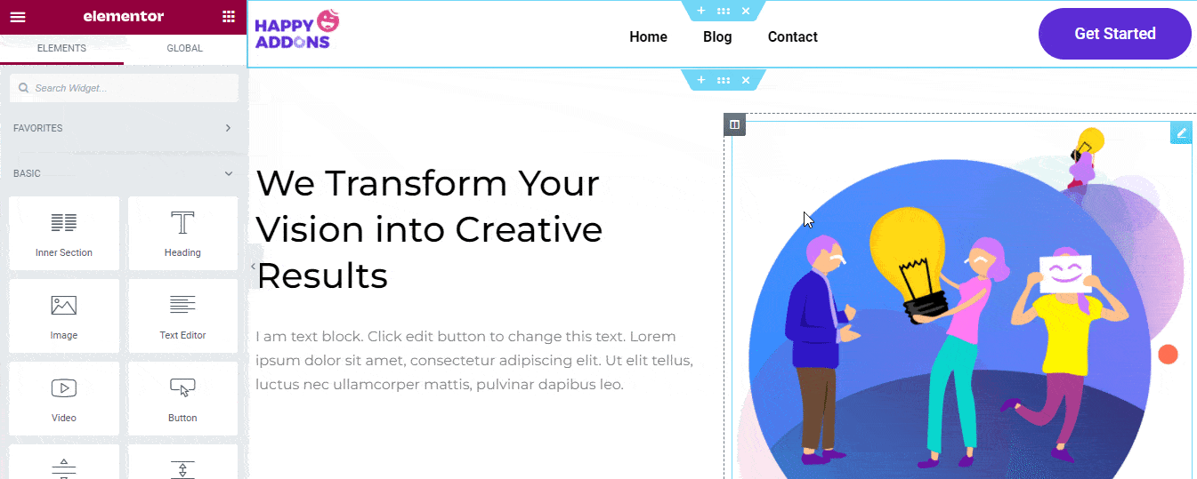 How to Edit Your WordPress Header with Elementor 7 Add New Section & Columns