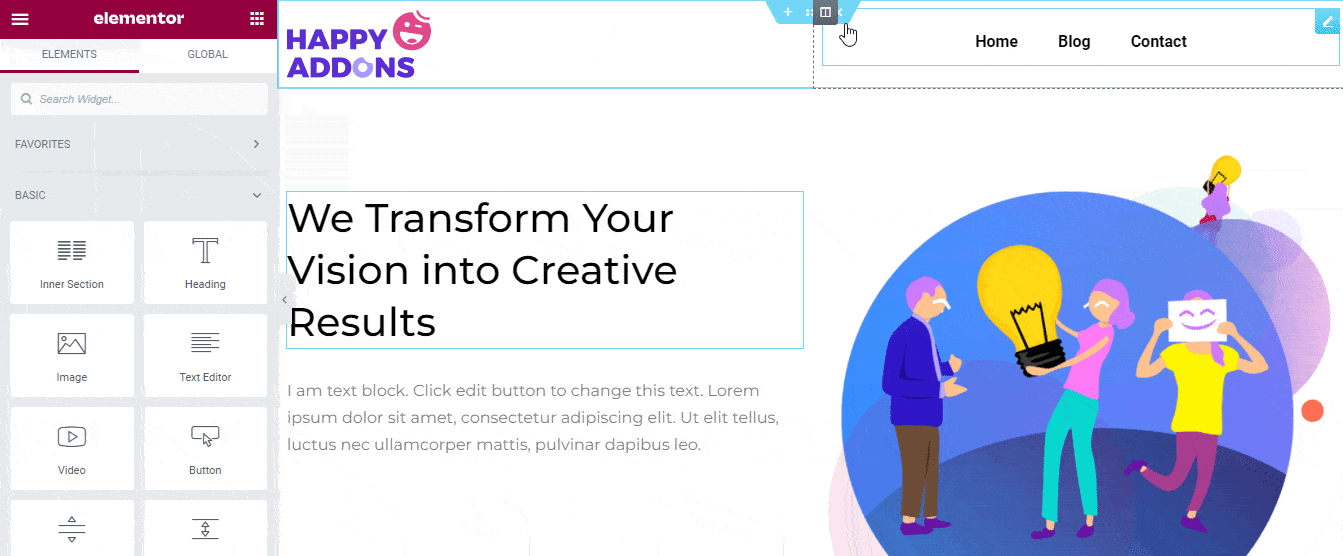 How to Edit Your WordPress Header with Elementor 3 Add a New Column