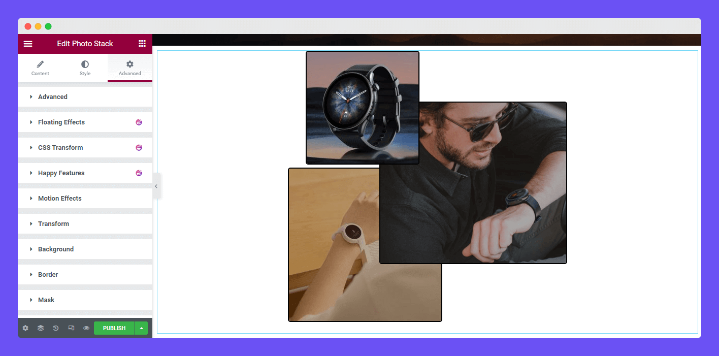 Photo Stack 11 Elementor Advanced Setting