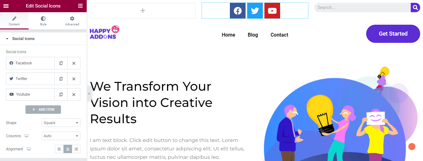 How to Edit Your WordPress Header with Elementor 12 Conetnt of Social Icons