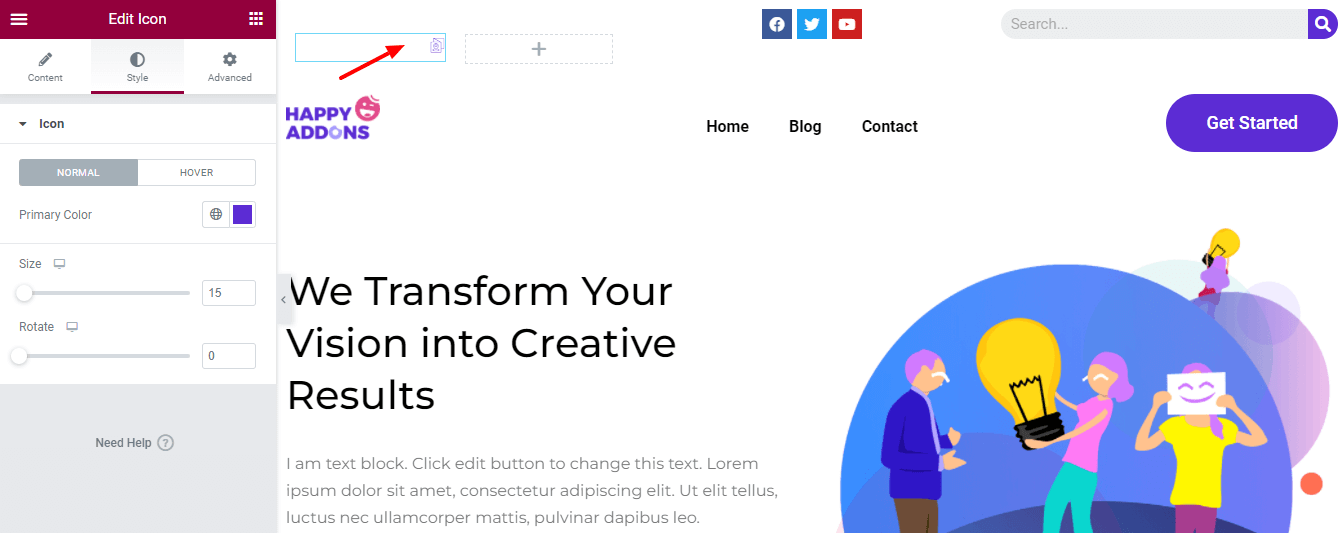 How to Edit Your WordPress Header with Elementor 17 Customize Icon