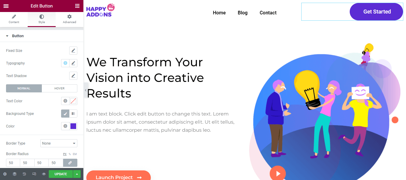 How to Edit Your WordPress Header with Elementor 6 Customize Button Style