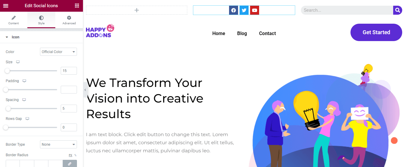 How to Edit Your WordPress Header with Elementor 14 Customize Social Icons