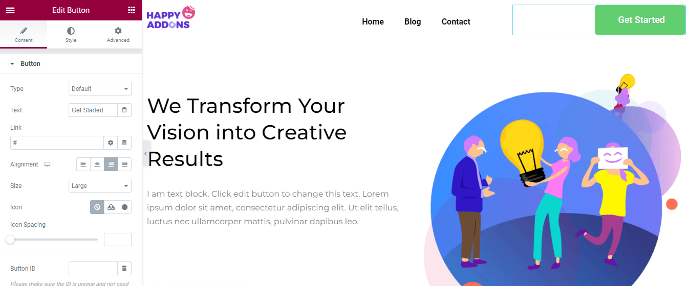 How to Edit Your WordPress Header with Elementor 5 Manage Button Content