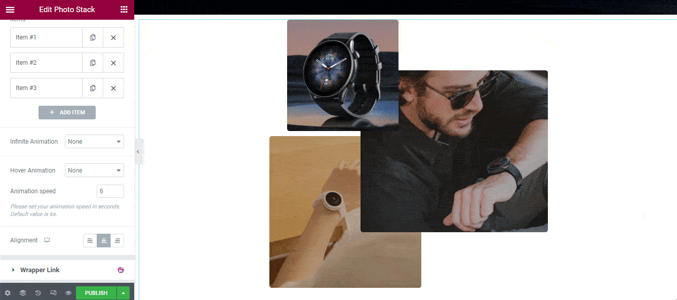 Photo Stack 7 Set Hover Animation