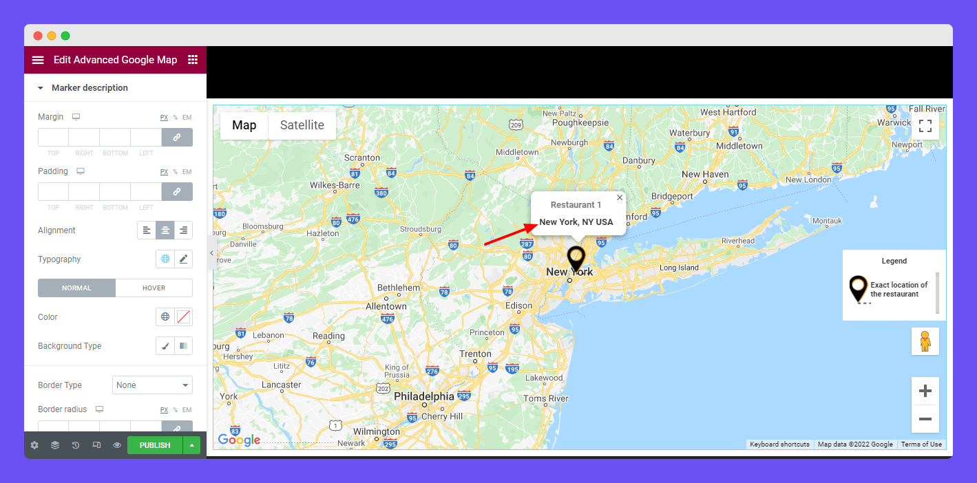 Advanced Google Map 25 Style Marker Description