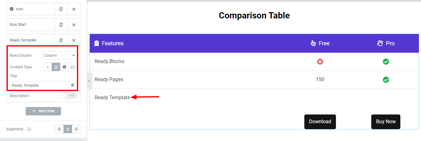 How to Create a Comparison Table with Elementor Comparison Table Widget 10 Add Column with Heading