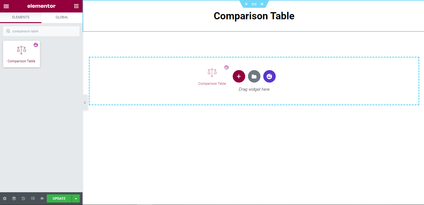 How to Create a Comparison Table with Elementor Comparison Table Widget 3 Add Comparison Table Widget