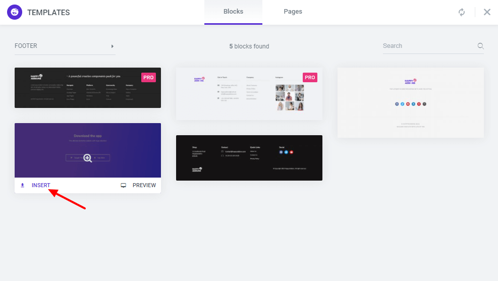 How To Use Happy Addons’ Template Library For Elementor Website 10 Add Footer Block
