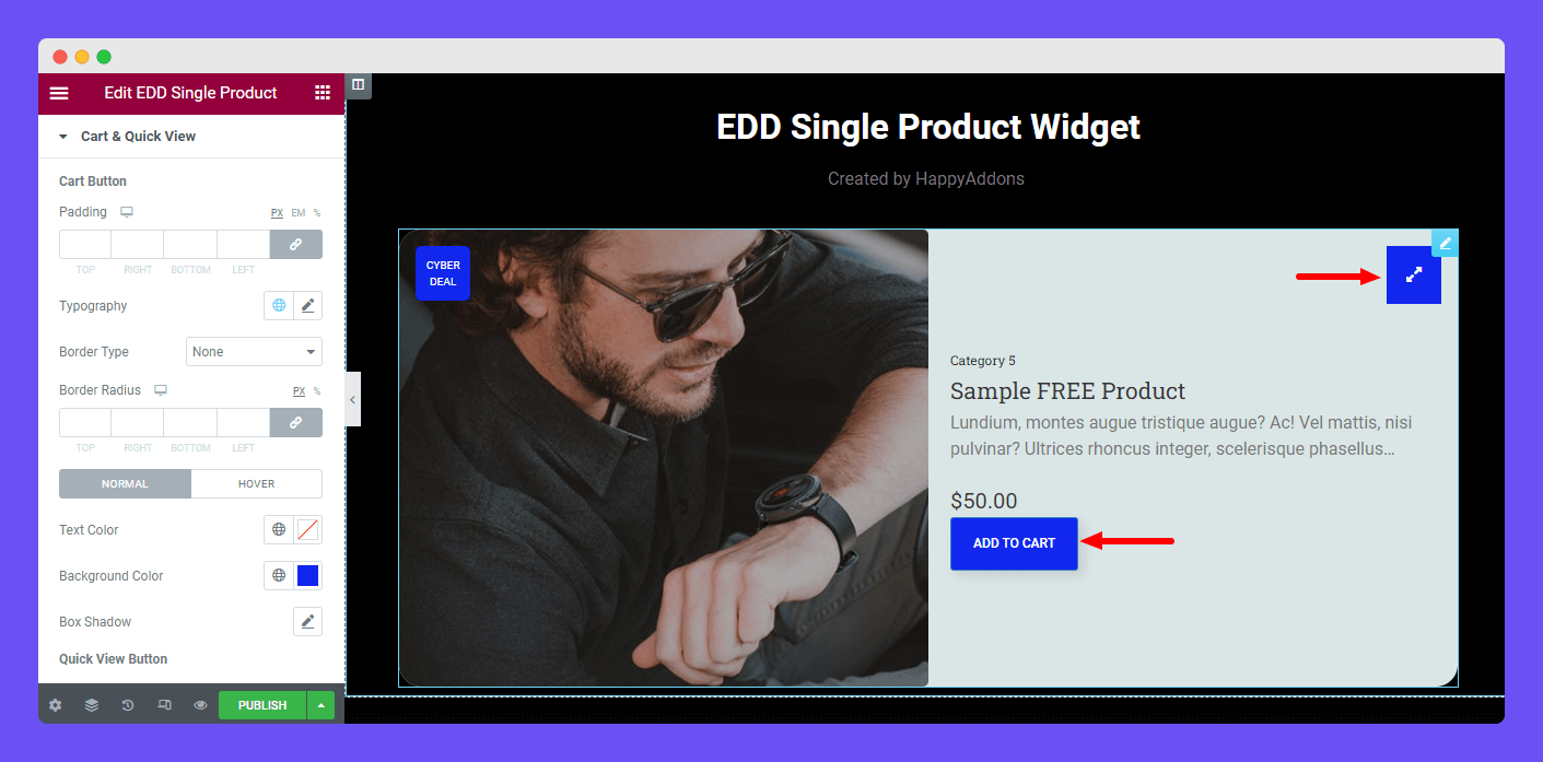 EDD Single Product 12 Cart & Quick View Button