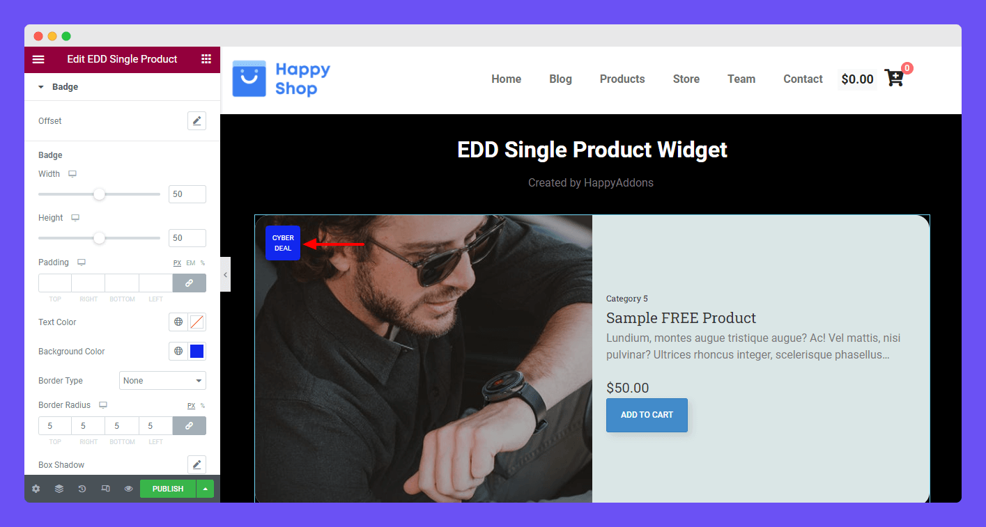 EDD Single Product 9 Style Badge